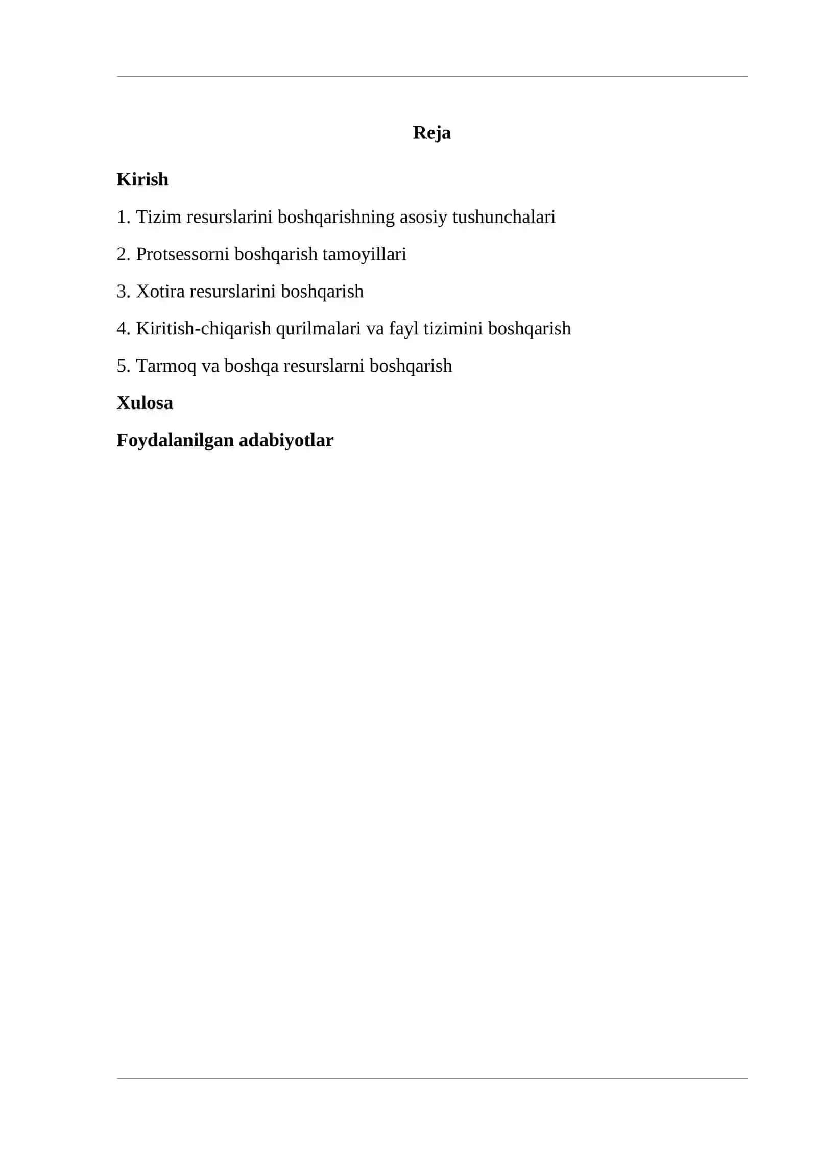 Tizim resurslarini boshqarish tamoyillari 2