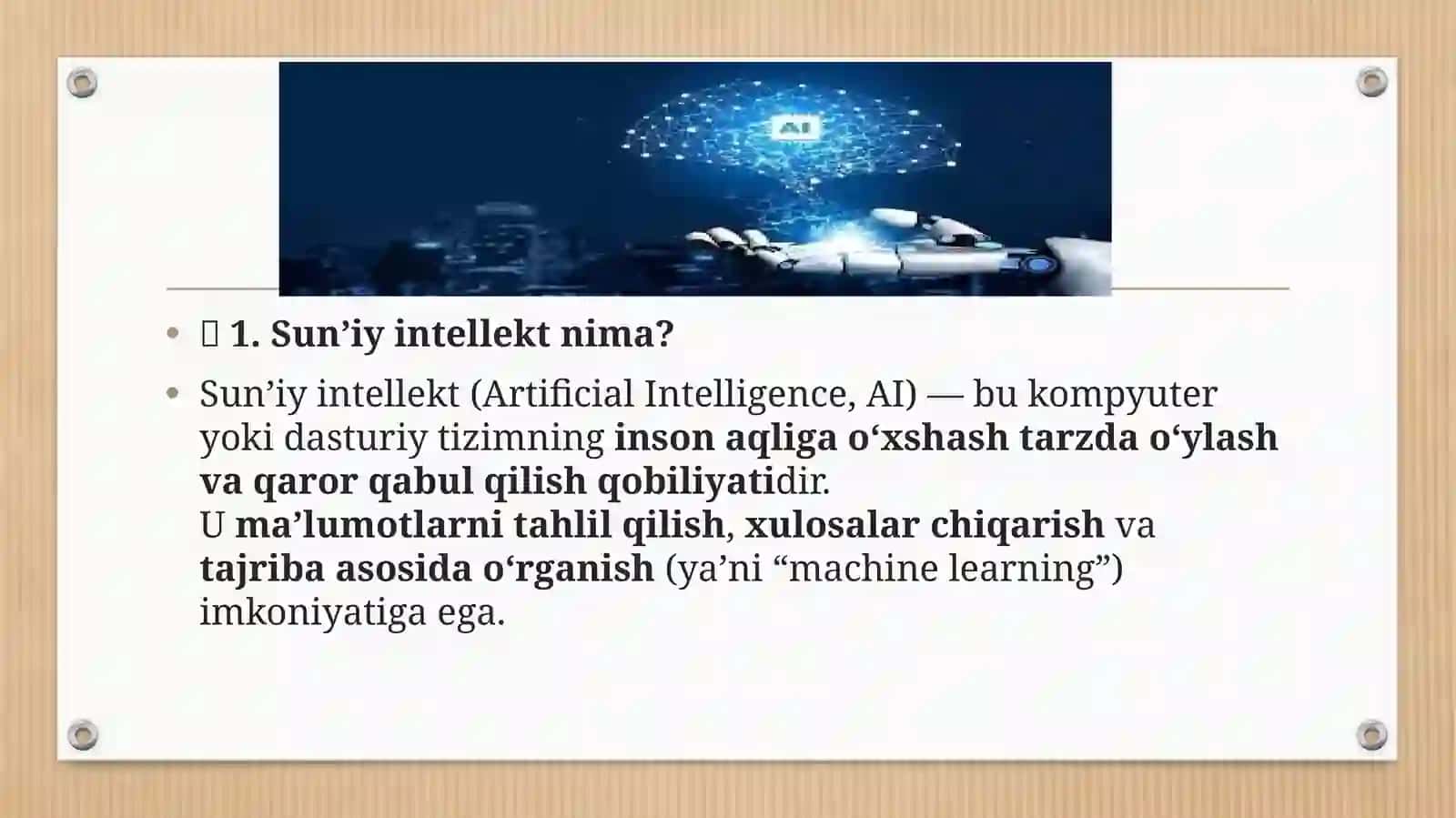 Sun`iy intellect texnologiyalaridan ta`lim jarayonlarida foydalanish 2