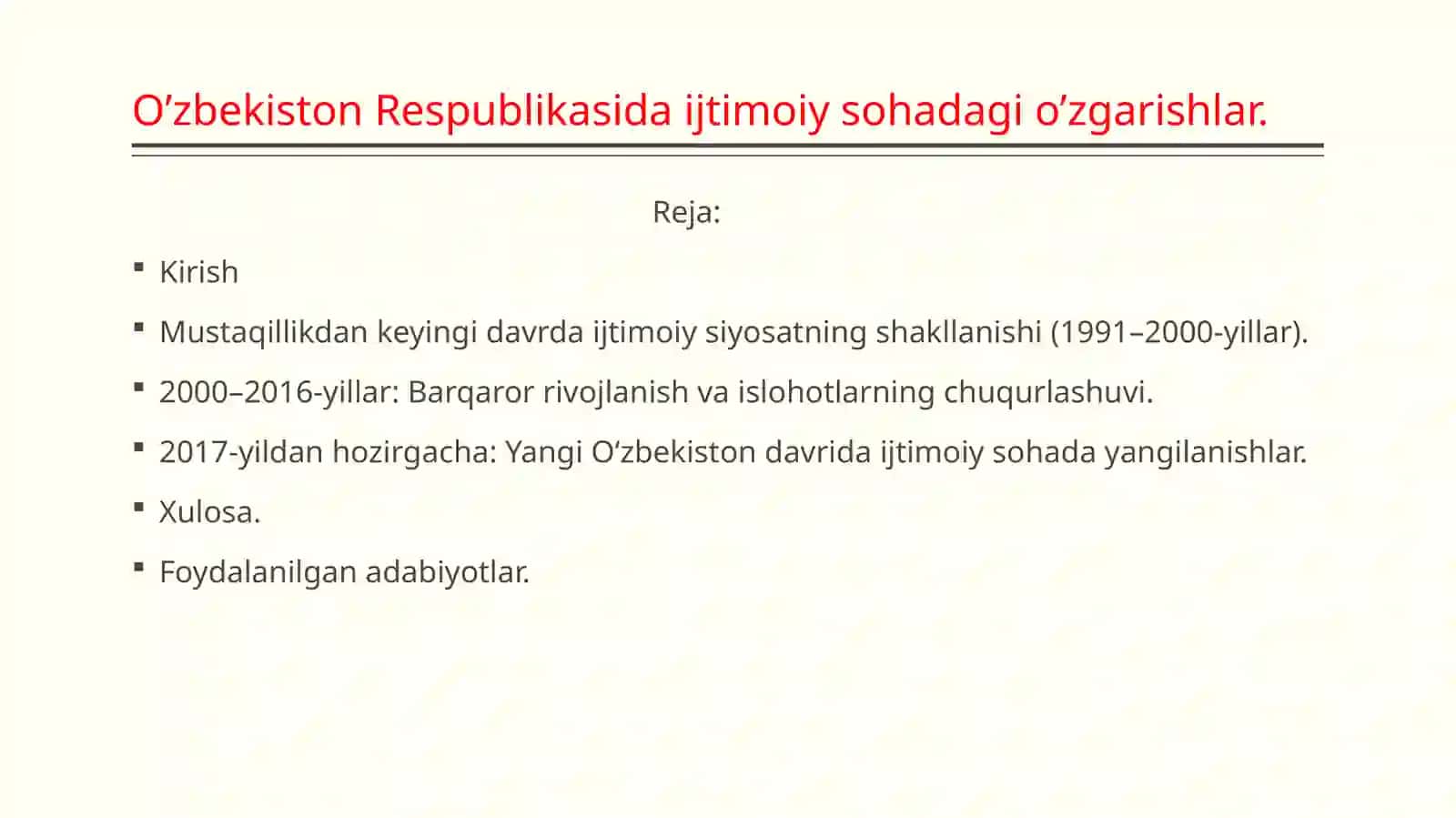 O’zbekistoning eng yangi tarix fani 2