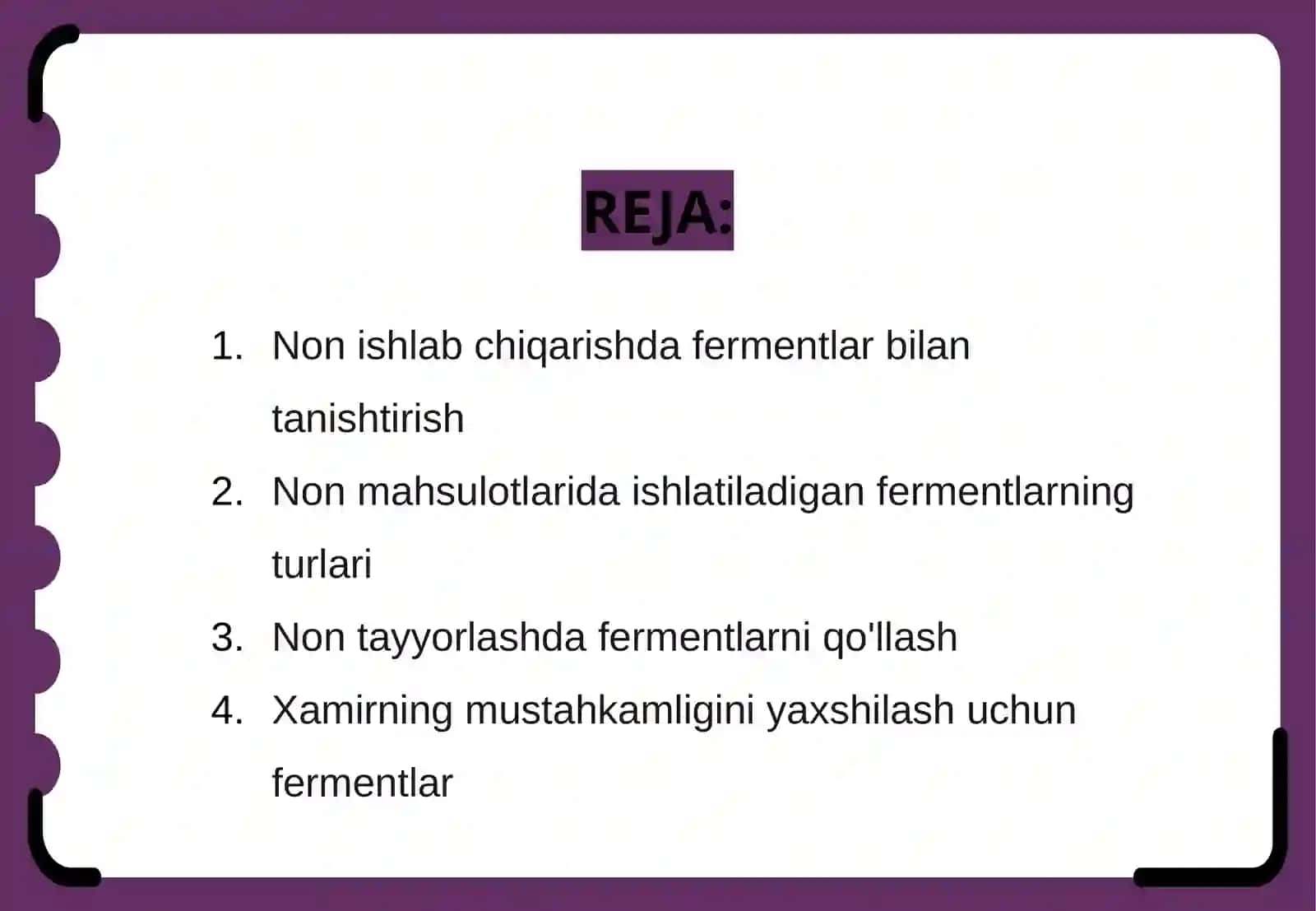 Non mahsulotlar ishlab chiqarishda  fermentlardan foydalanish yangi texnologiyalar ta'rifi 2