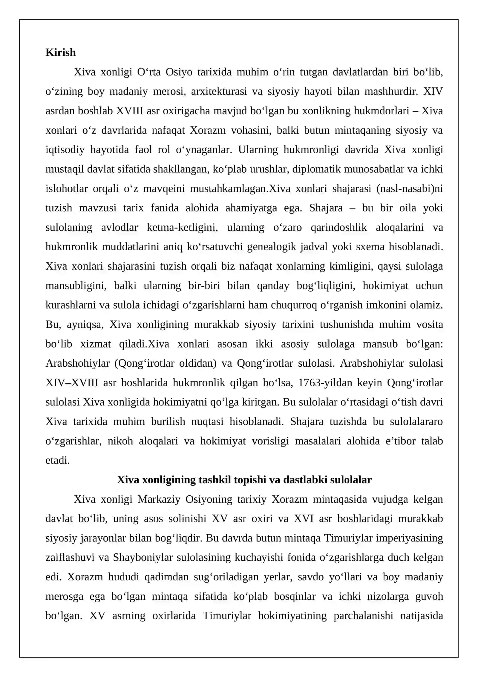 Xiva xonlari shajarasini tuzish 2