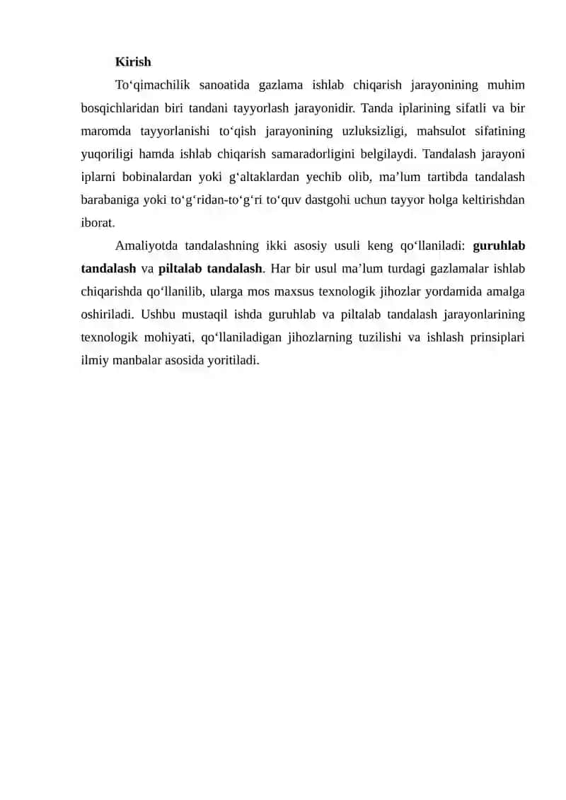 Guruhlab va Piltalab Tandalash 2