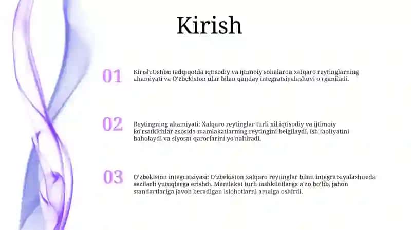 Iqtisodiy Va Ijtimoiy Sohadagi (10Ta) Ustuvor Xalqaro Reytinglar Va Ularga Òzbekistonning Integrasiyalashuvi 2