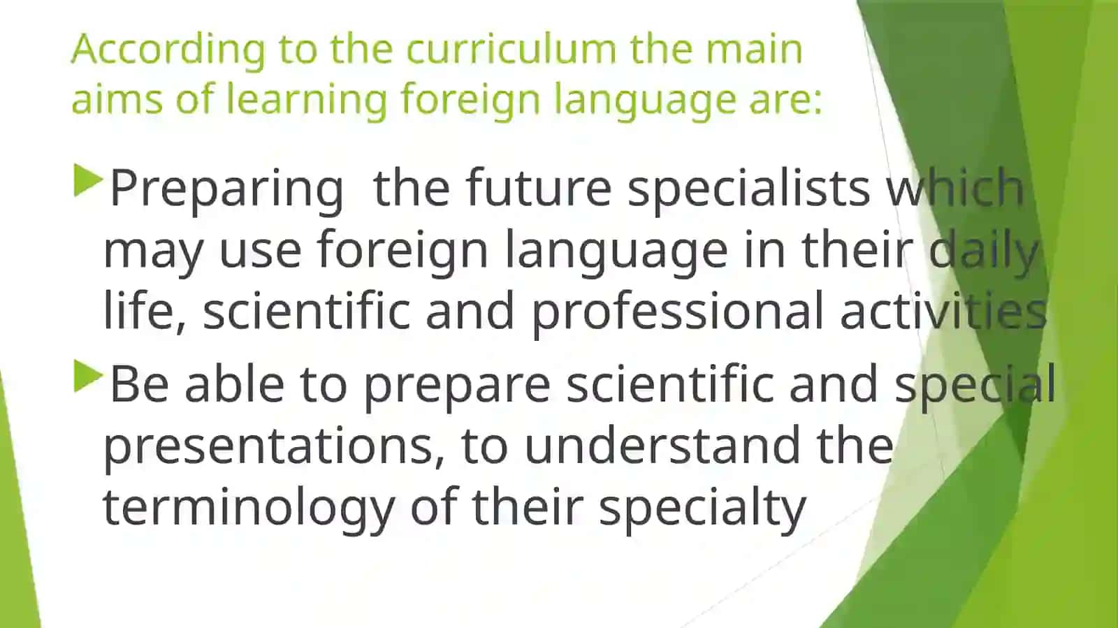 Demo lesson prepared by the teacher of Foreign languages department 2