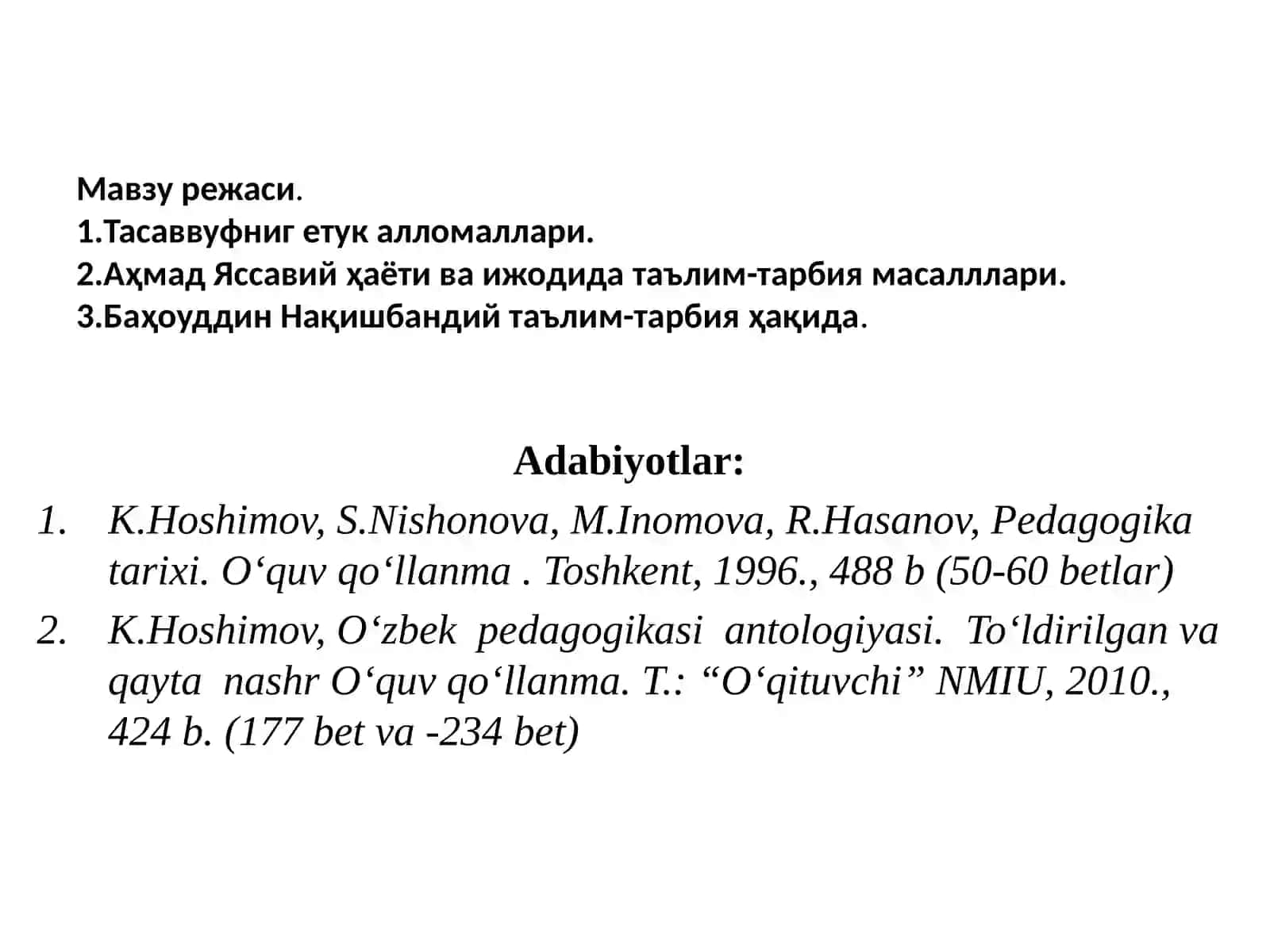 Сўфийлик(Тасаввуф)таълимотида етук инсон муоммасининг талқин этилиши 2