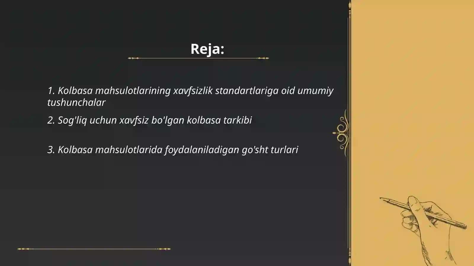 Kоlbаsа mаhsulоtlаrigа tеgishli stаndаrtlаrdа хаvfsizlik koʻrsаtkichlаrini аniqlаsh 2