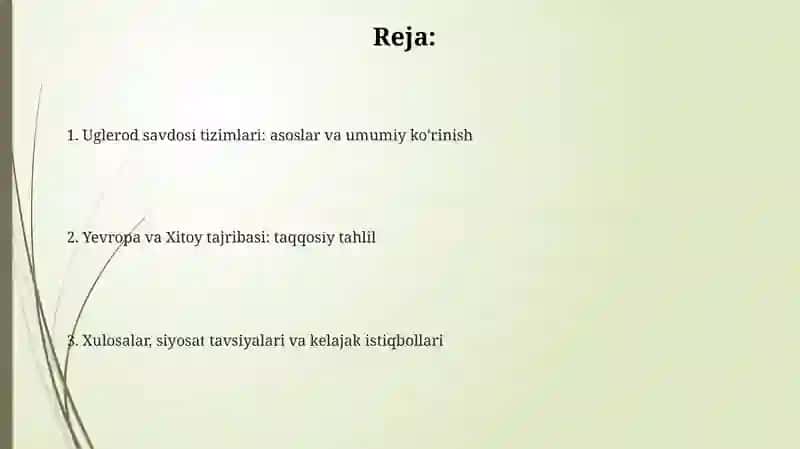 Karbon savdosi tizimlarining samaradorligi: Yevropa va Xitoy tajribasi 2