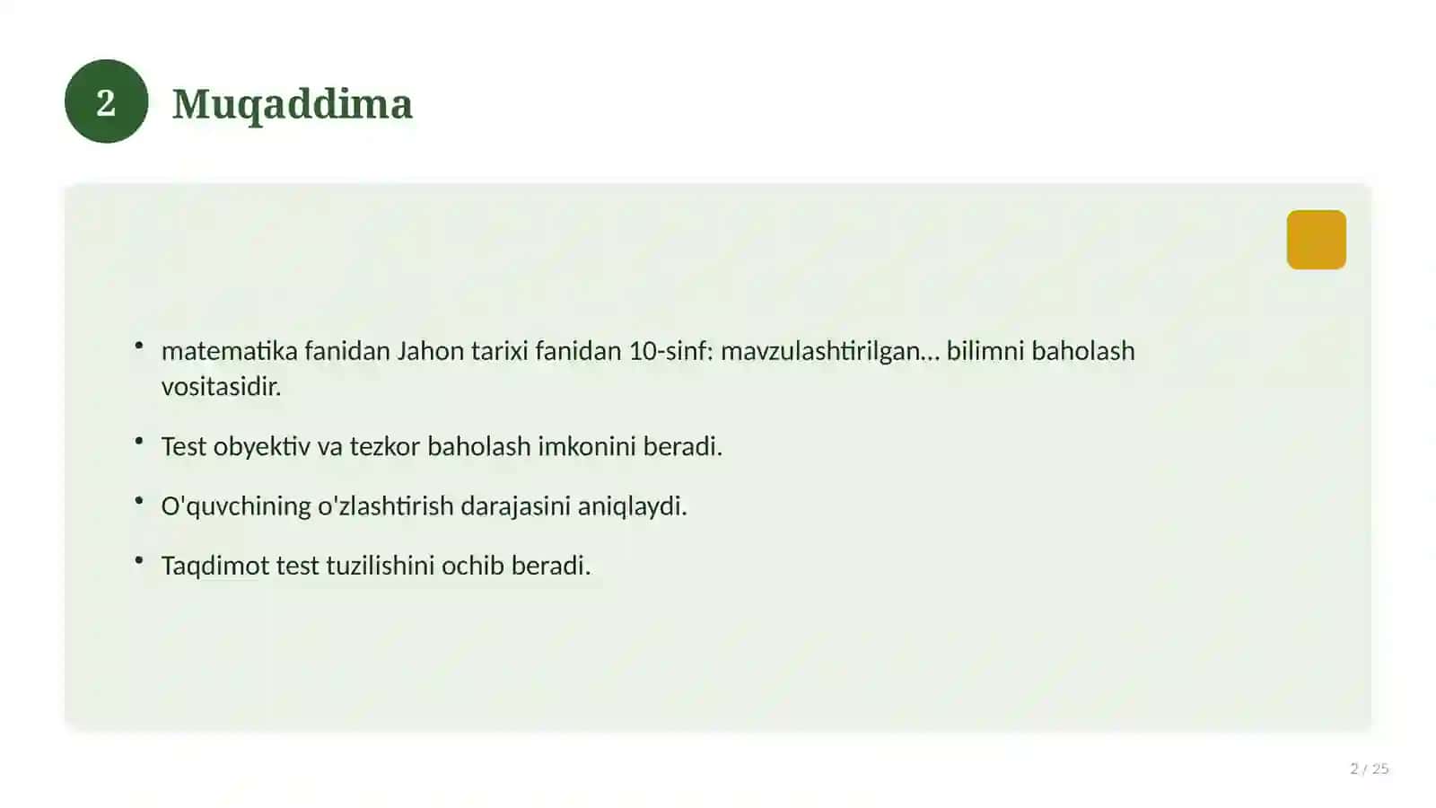 Jahon tarixi fanidan 10-sinf: mavzulashtirilgan nazorat ishi va tahlil 2
