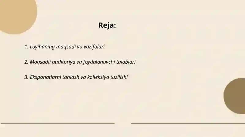 Kichik vertual muzey loyihasini shakllantirish 2