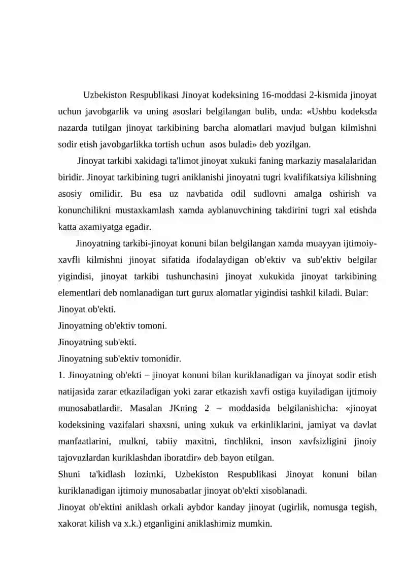 Jinoyatning Tushunchasi va Turari 2