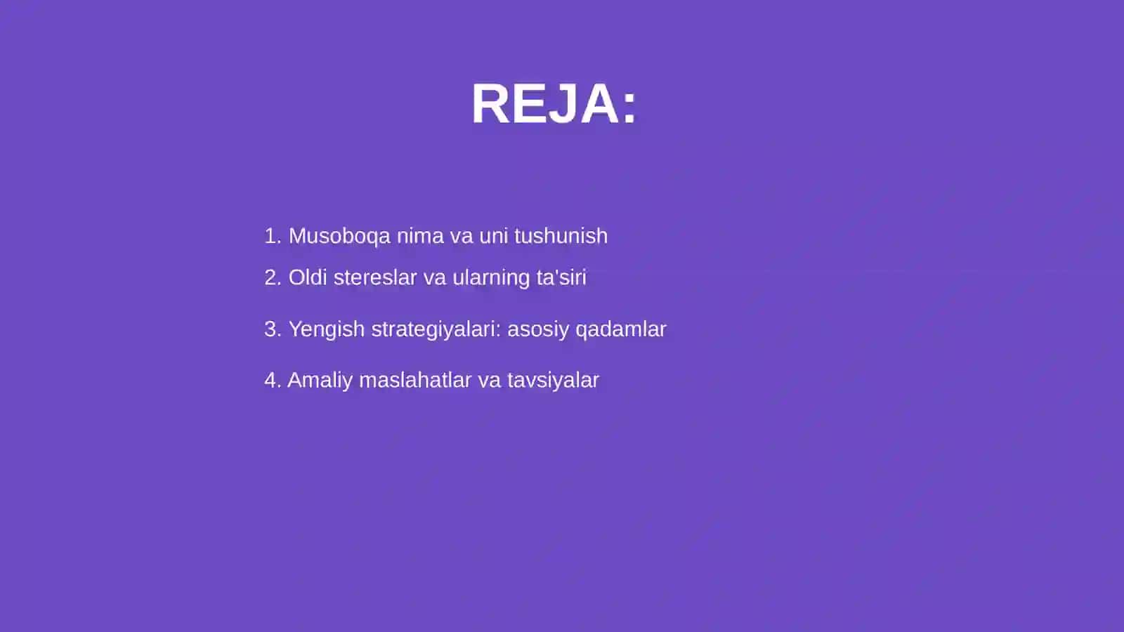 Musoboqa oldi steres va uni yengish yullari 2