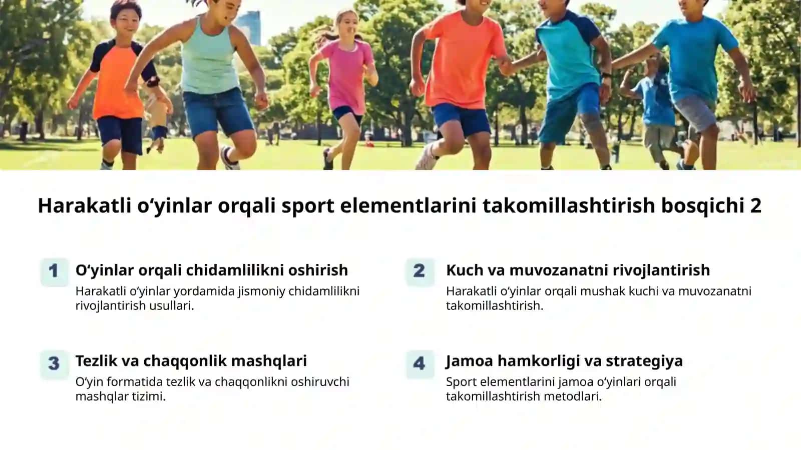 Harakatli o‘yinlar: sport elementlarini takomillashtirish 2