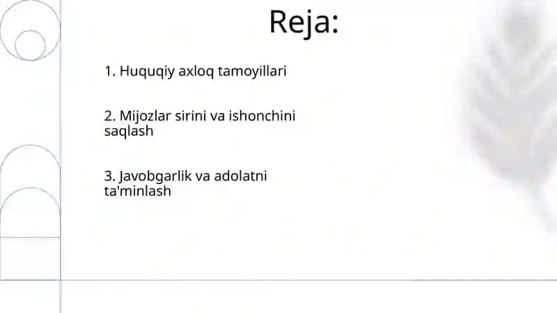 Adolat, kasbgu sadoqat, mas'ullyat va halollik-huquqshunos kashining muhim talablari 2