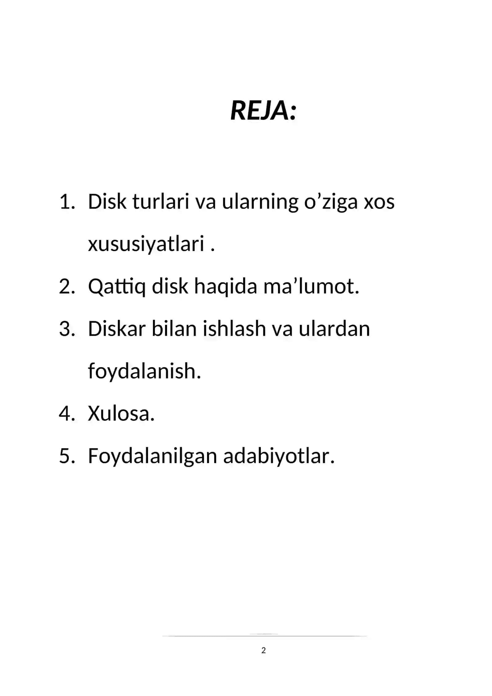 Disklar bilan ishlash. Disk turlari 2