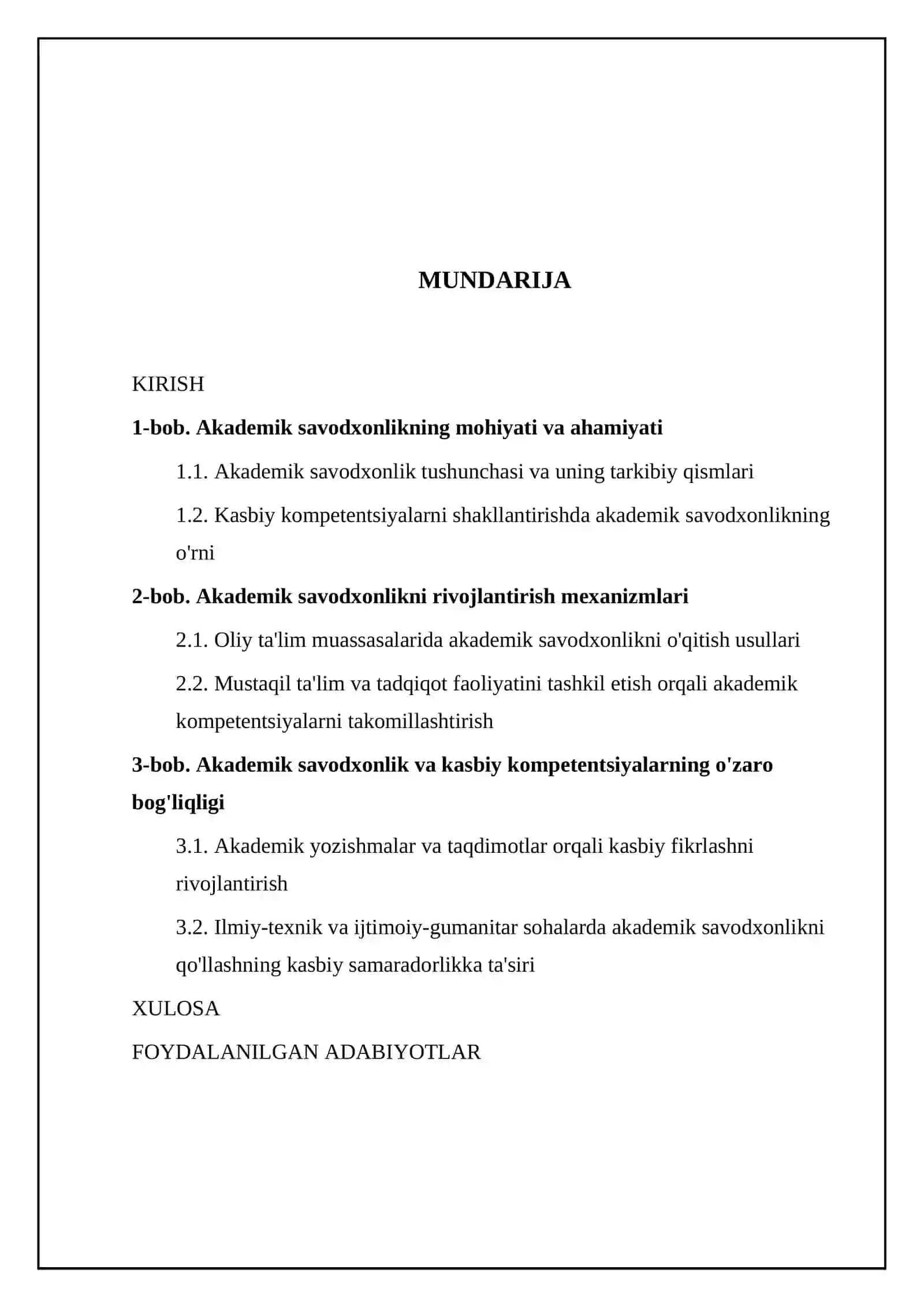 Akademik savodxonlik kasbiy kompetentsiyalarni shakllantirish asosi sifatida 2