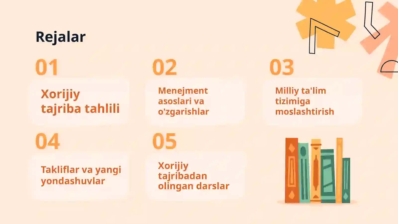 Xorijiy tajriba asosida taqdimot oeijiy menejment tajribasini milliy talimga moslashtirish bo'yicha tahlil va takliflar 2