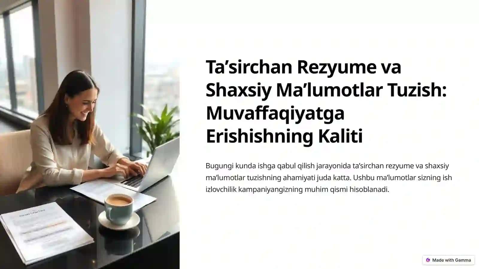 Taʼsirchan Rezyume va Shaxsiy Maʼlumotlar Tuzish: Muvaffaqiyatga Erishishning Kaliti 2