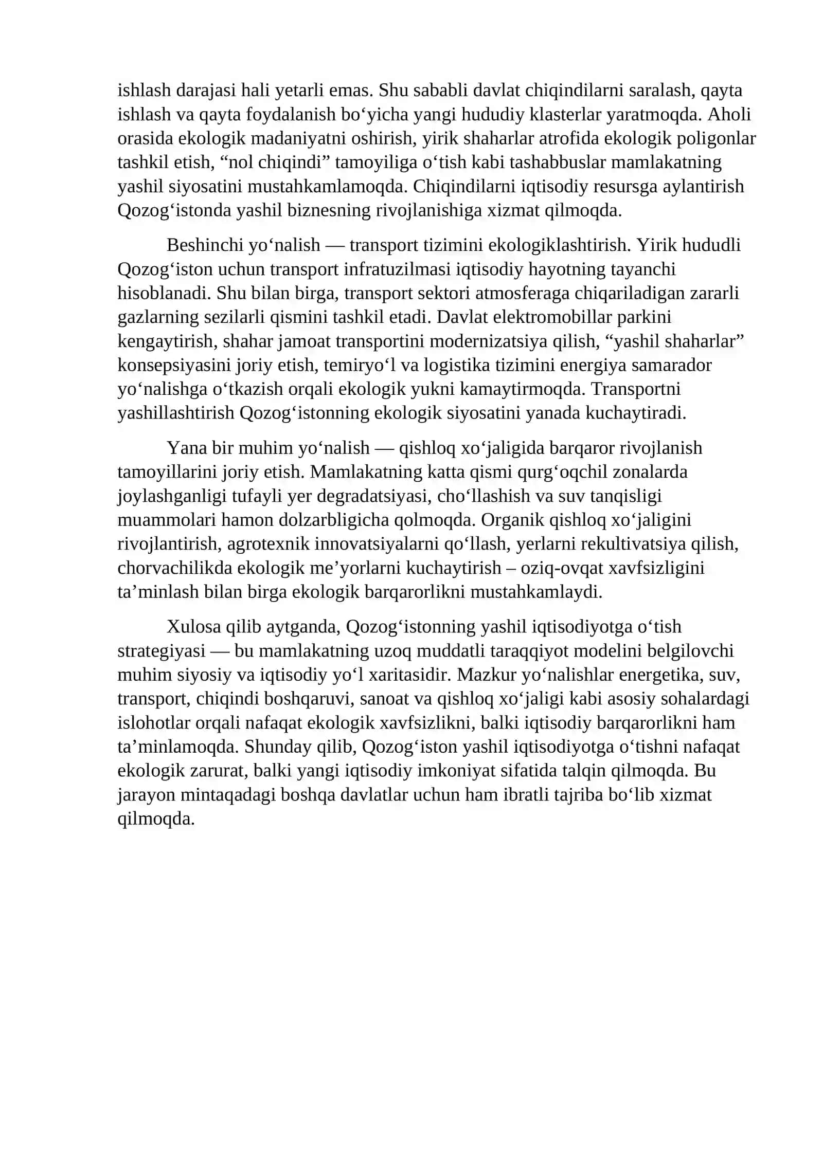 Qozog‘istonning yashil iqtisodiyotga o‘tish kontsepsiyasi 2