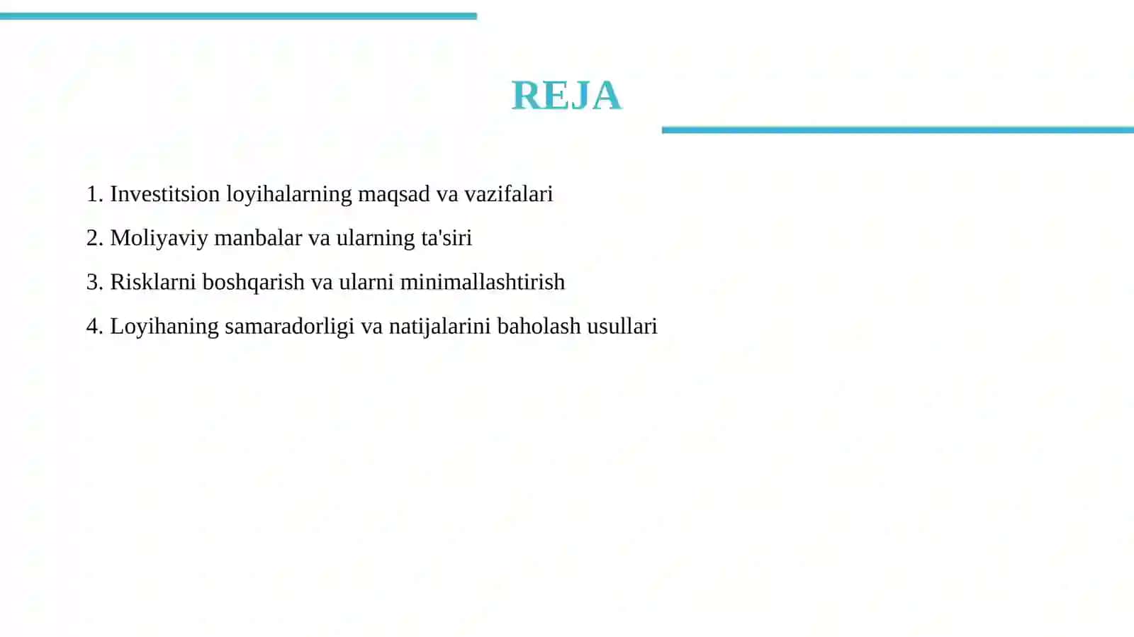 Markazlashtirilgan investitsiyalar hisobidan amalga oshiriladigon investitsion loyihalarning hususiyatlari 2
