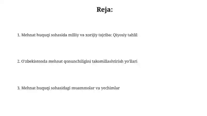 O'zbekiston Mehnat Huquqi 2
