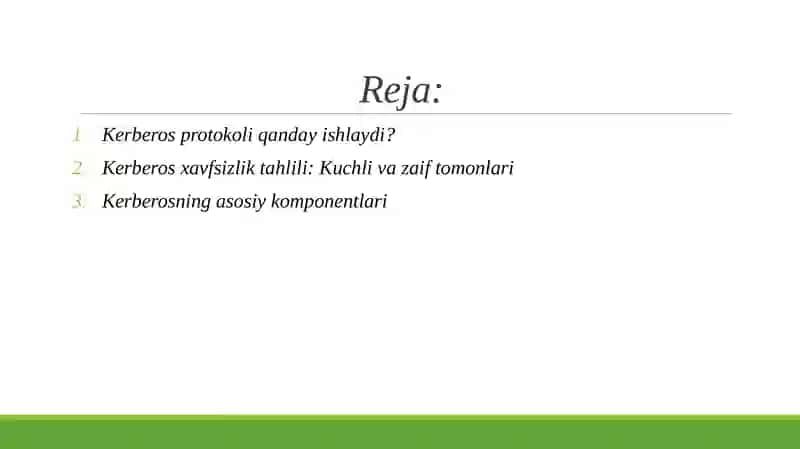 Kerberos protokoli va uning xavfsizlik tahlili 2