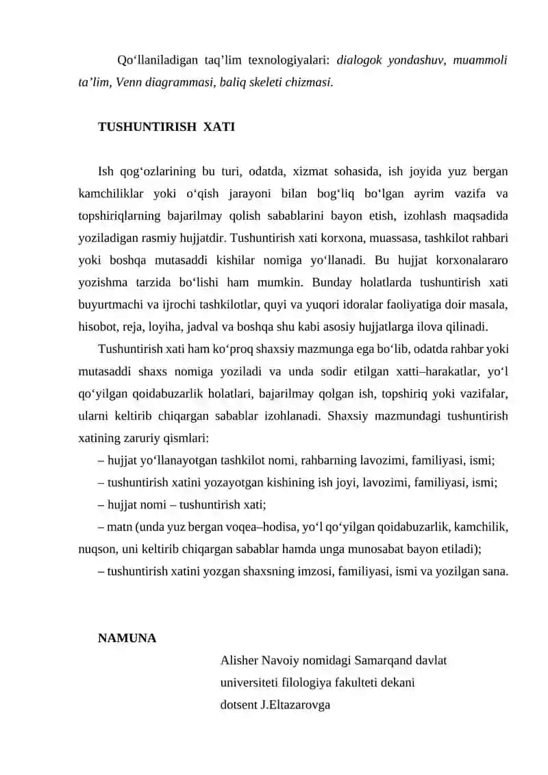 Tushuntirish xati 2