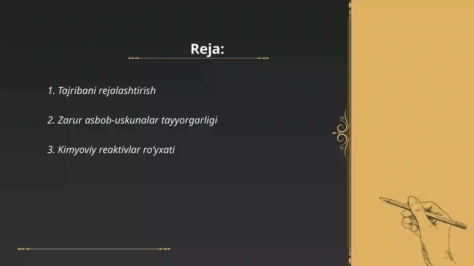 Modda massasining saqlanishi va tarkibning doimiylik qonuniga doir tajribalar bajarish metodikasi 2