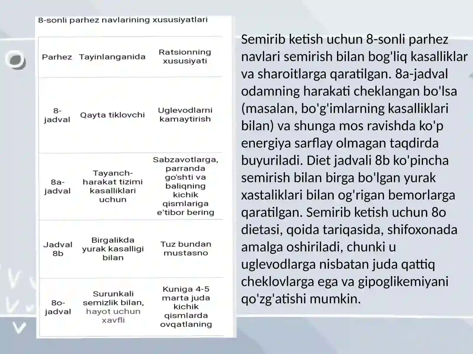 8-sonli klassik tasdiqlangan va ishonchli parxez stoli 2