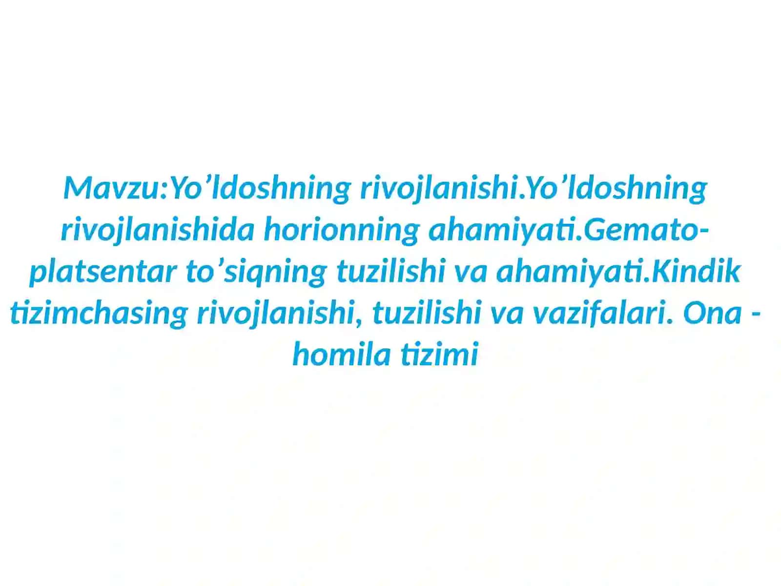 Yoʼldoshning rivojlanishi 2