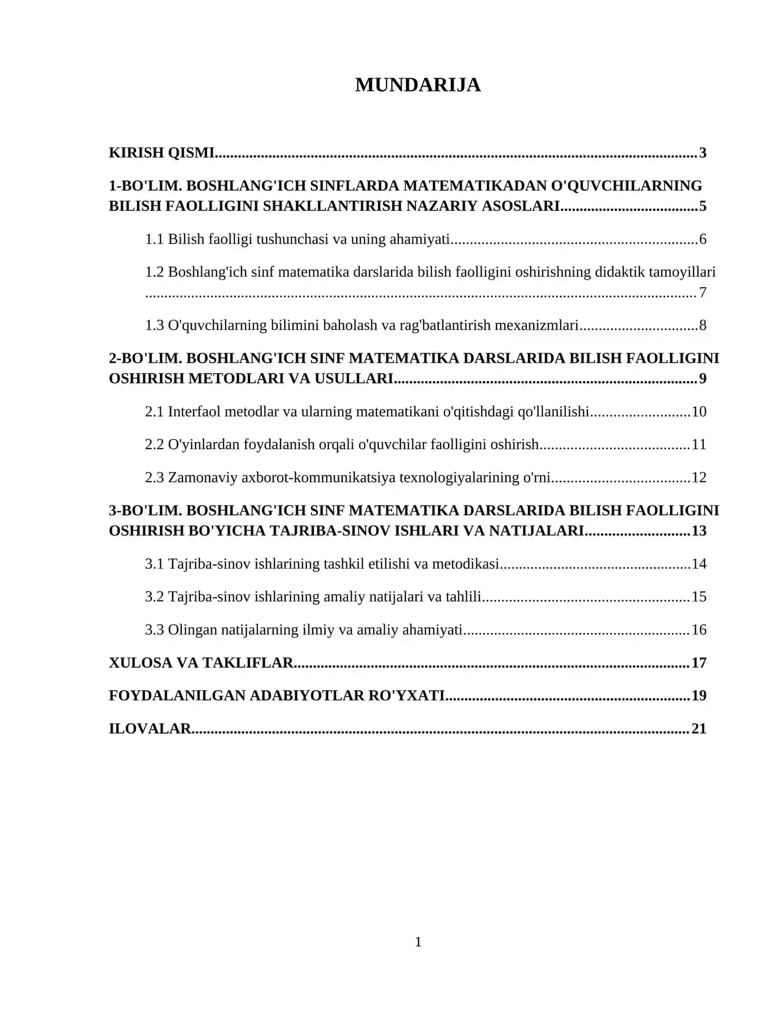 Birinchi sinfda matematikadan oʻquvchilarning bilish aktivligini oshirish metodikasi 2