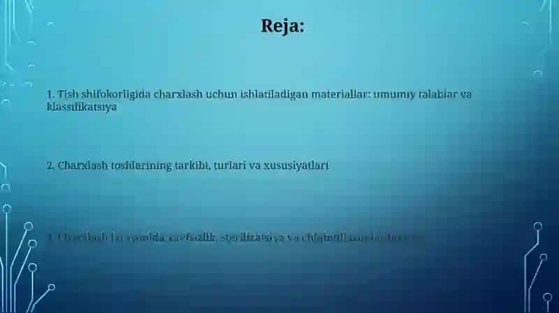 Tish shifokorligida charxlash uchun ishlatiladigan xom ashyolar 2