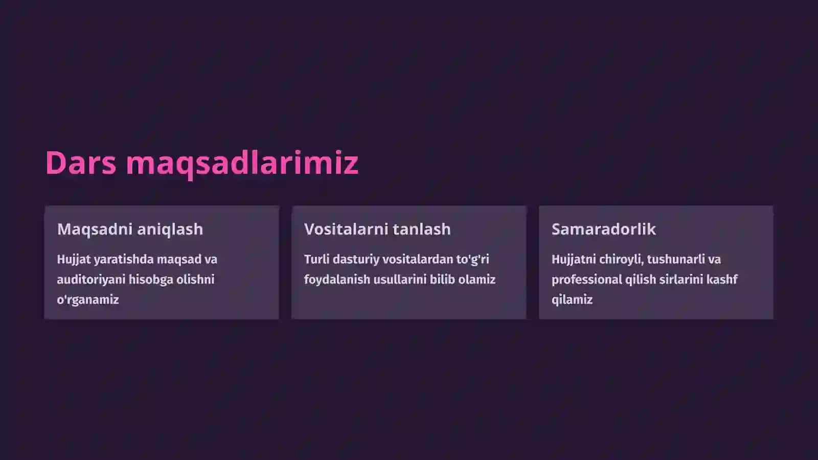 Maqsad va auditoriyaga mos hujjat yaratish 2