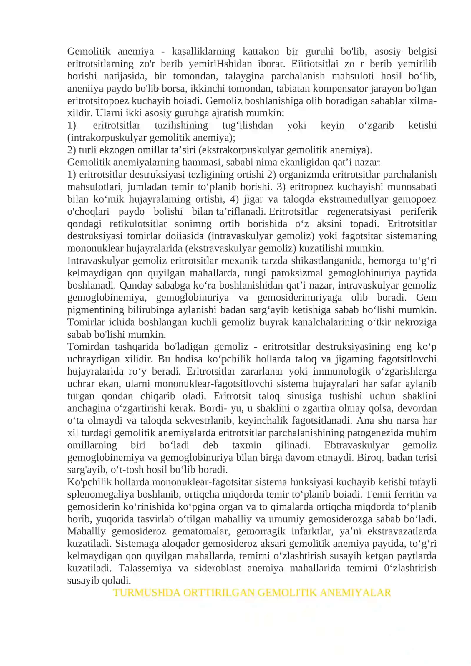 Qizil qon tanachalari kasalliklari va qon ketish buzilishlari. Anemiya. Gemorragik diatezlar. Disseminirlangan tomirichi ivishi (DVS). Transfuzion asoratlar 2