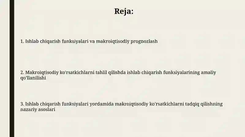 Ishlab chiqarish funksiyalari yordamida tadqiq qilish 2