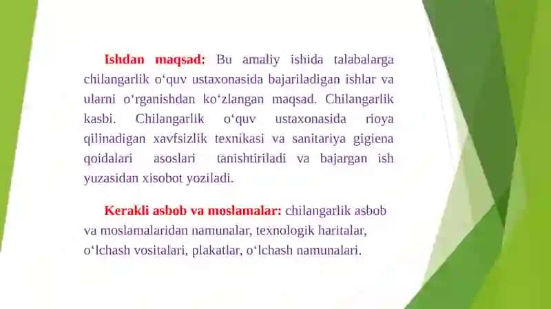 Chilangarlik ishlari haqida umumiy ma'lumot 2