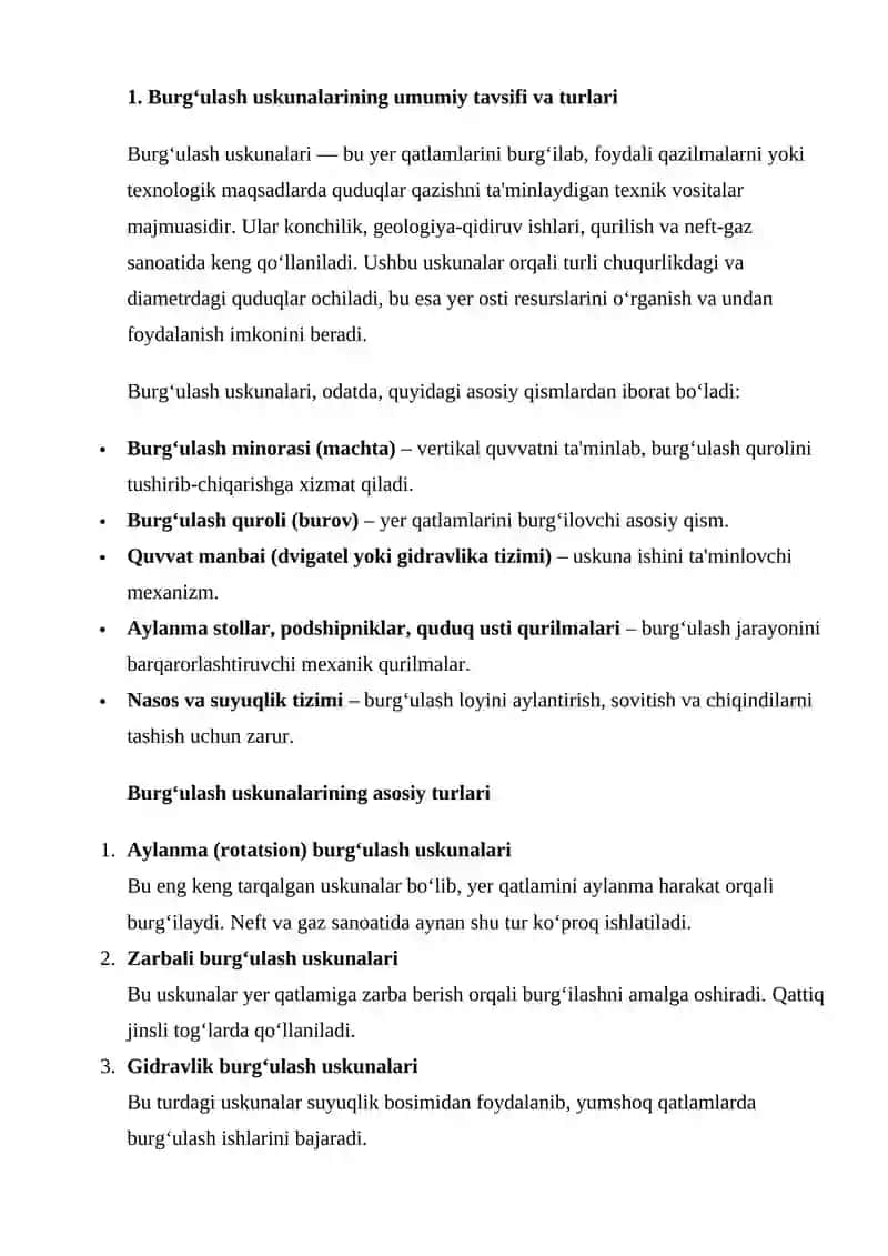 BURG'ULASH USKUNALARINING SMENADAGI XAVFSIZLIGI QOIDALARI 2