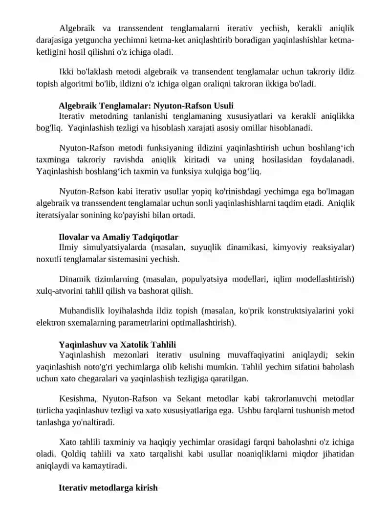 Transandantal Tenglamalar: Sekant Metodi Qo'llanilishi 2