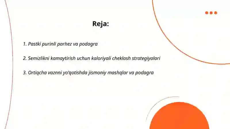 Podagra va semizlikni bartaraf etuvchi vositalar 2