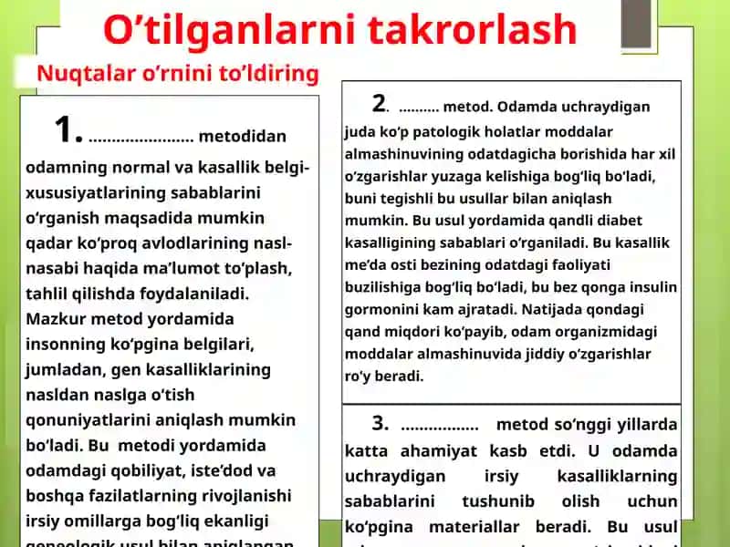 GEN MUHANDISLIGI TADQIQOT OBYEKTLARI VA RIVOJLANISH TARIXI 2