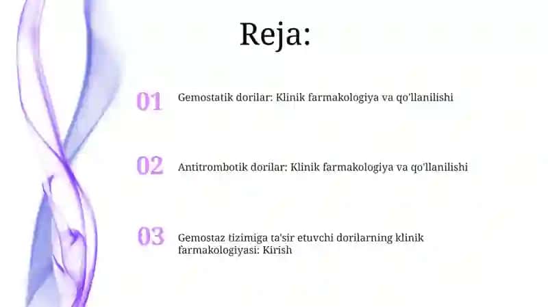 Gemostaz tizimiga ta'sir etuvchi dorilarning klinik farmakologiyasi 2