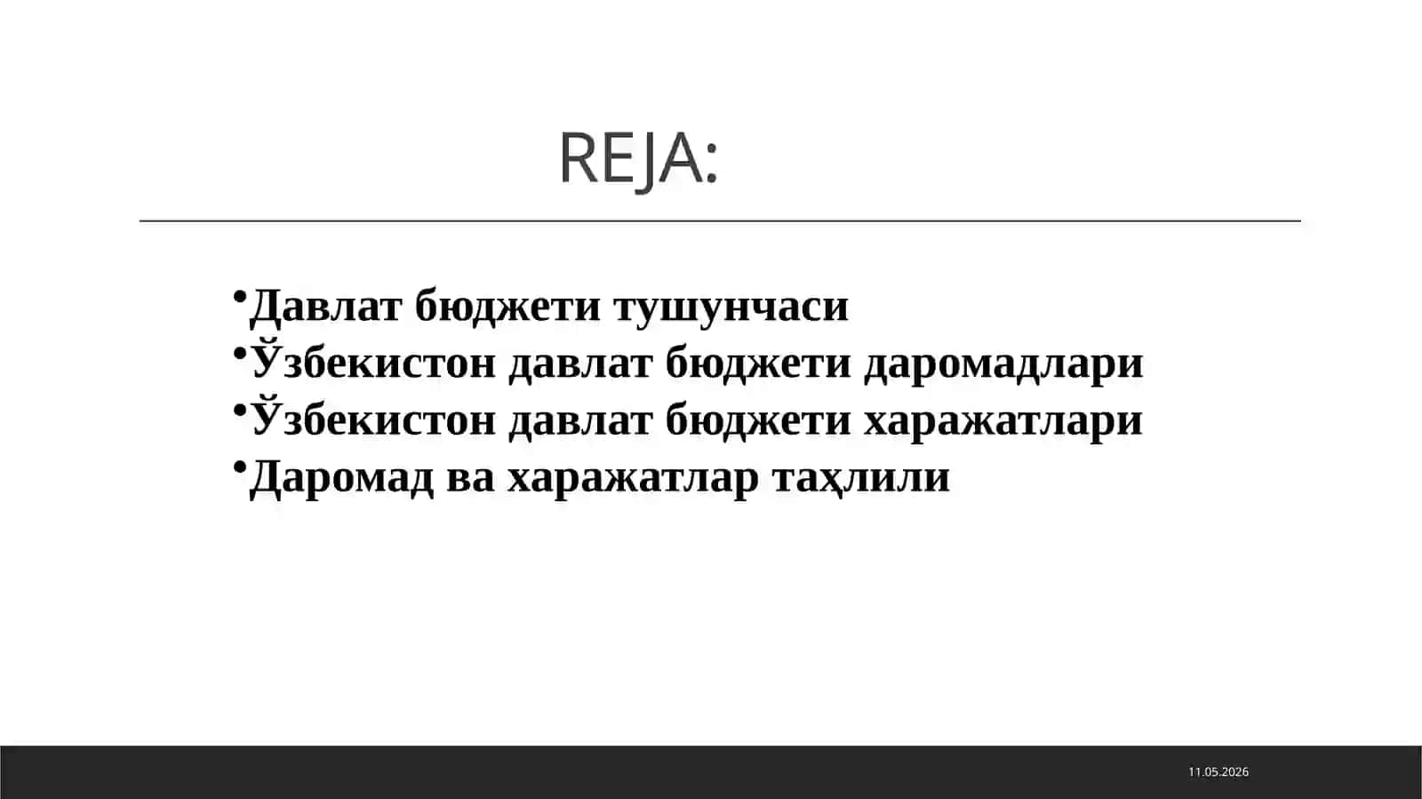 Ўзбекистонда давлат бюджетининг даромад ва харажатлари таҳлили 2