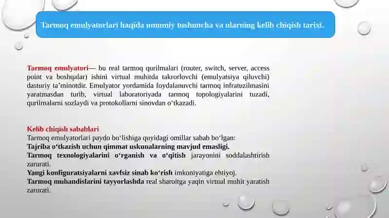 Tarmoq emulyatorlari va ulardan foydalanish 2