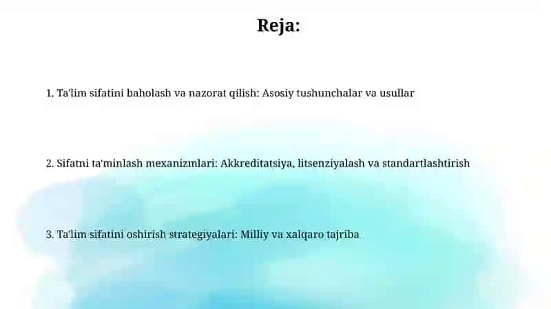 Ta'lim sifatini baholash va nazorat qilish 2