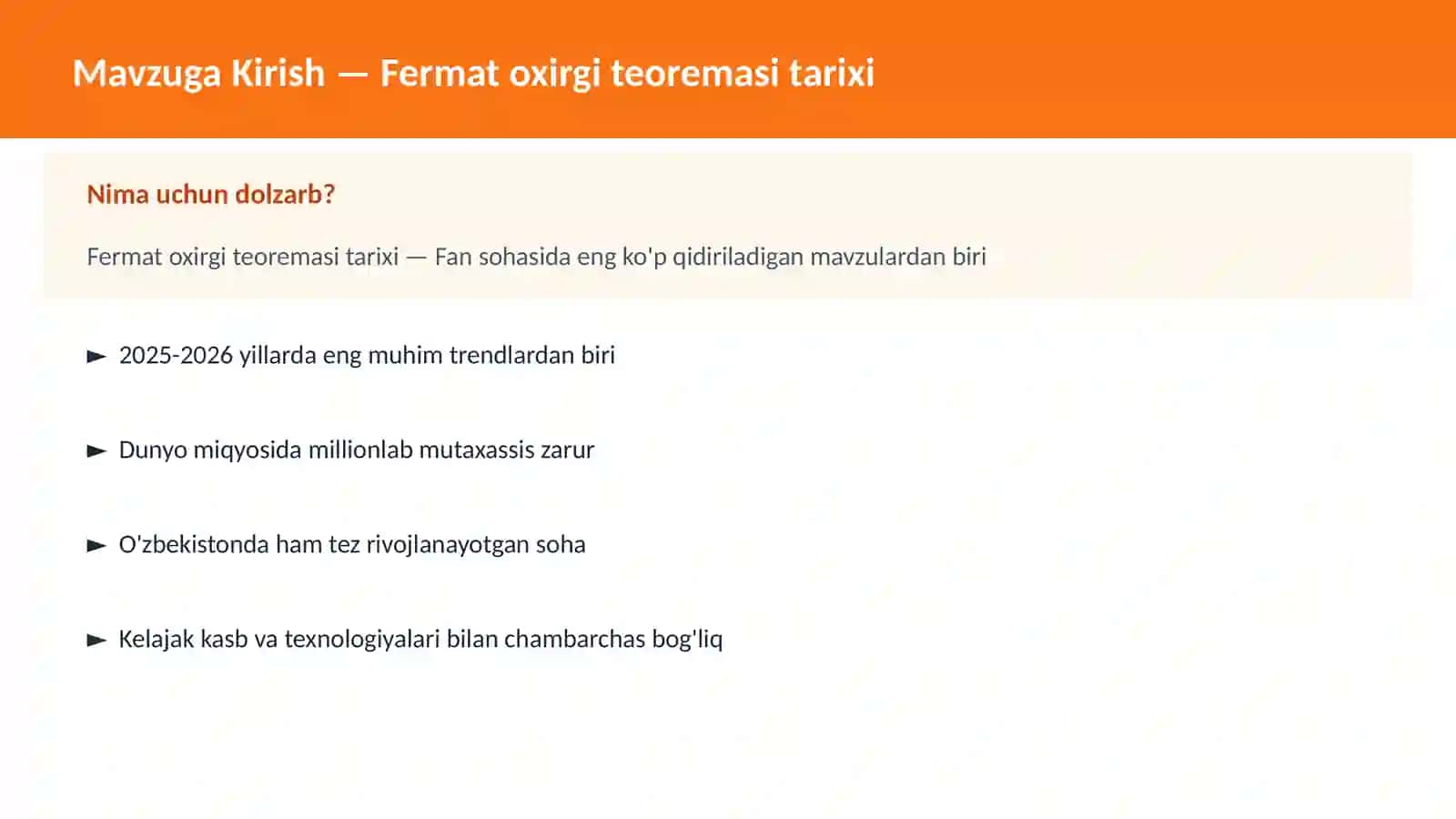 Fermat oxirgi teoremasi tarixi 2