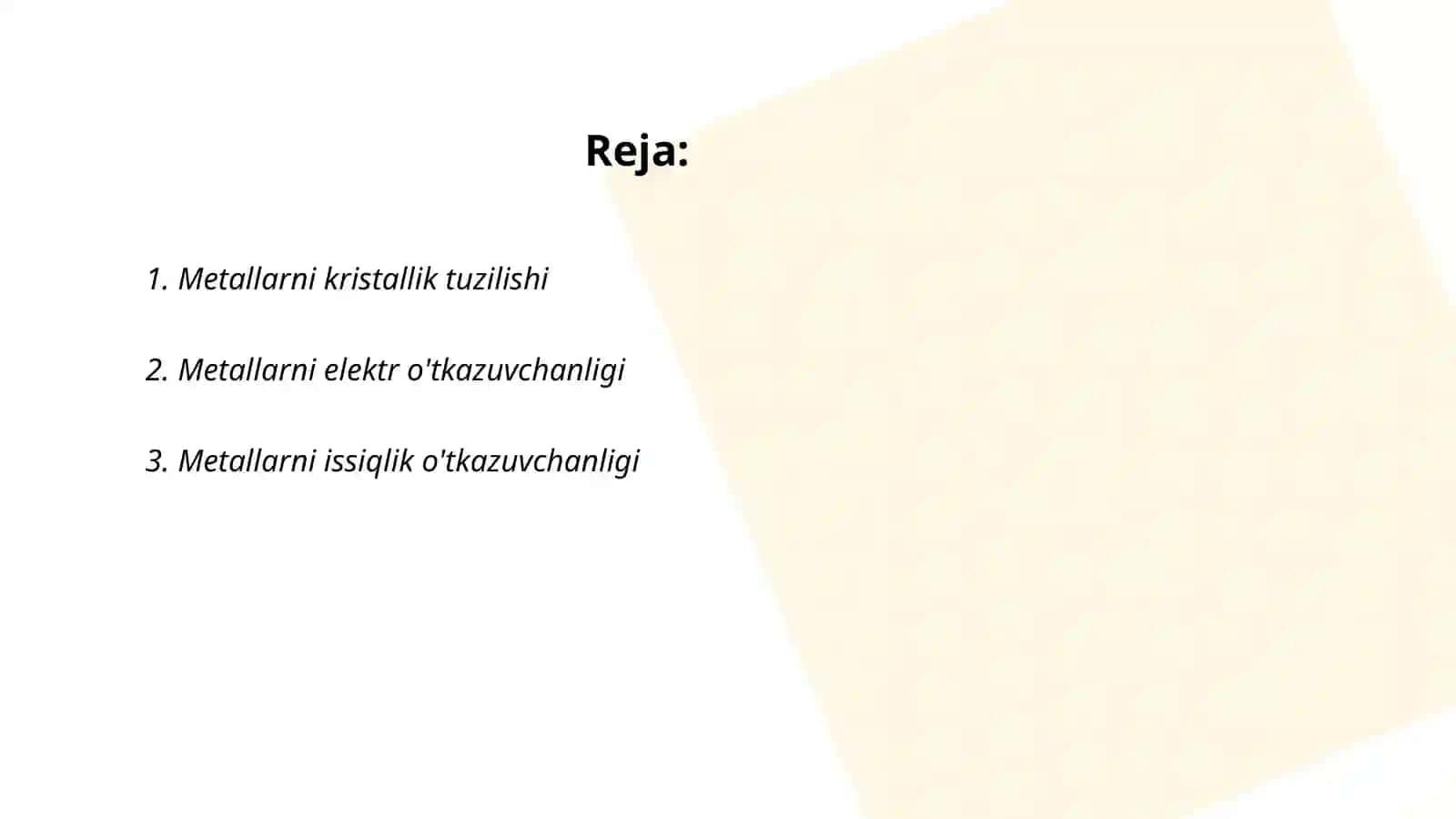 Metallarning umumiy xossalari 2