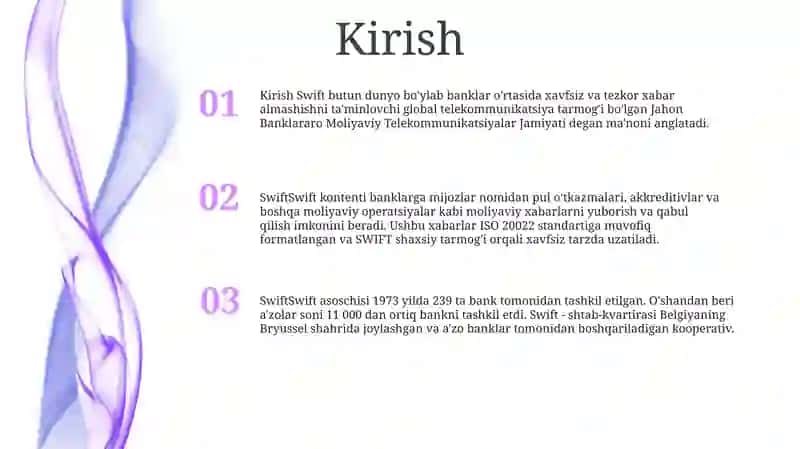 Swift Xalqaro Toʼlov Tizimi Mazmuni Va Uning Tashkil Etilishi 2