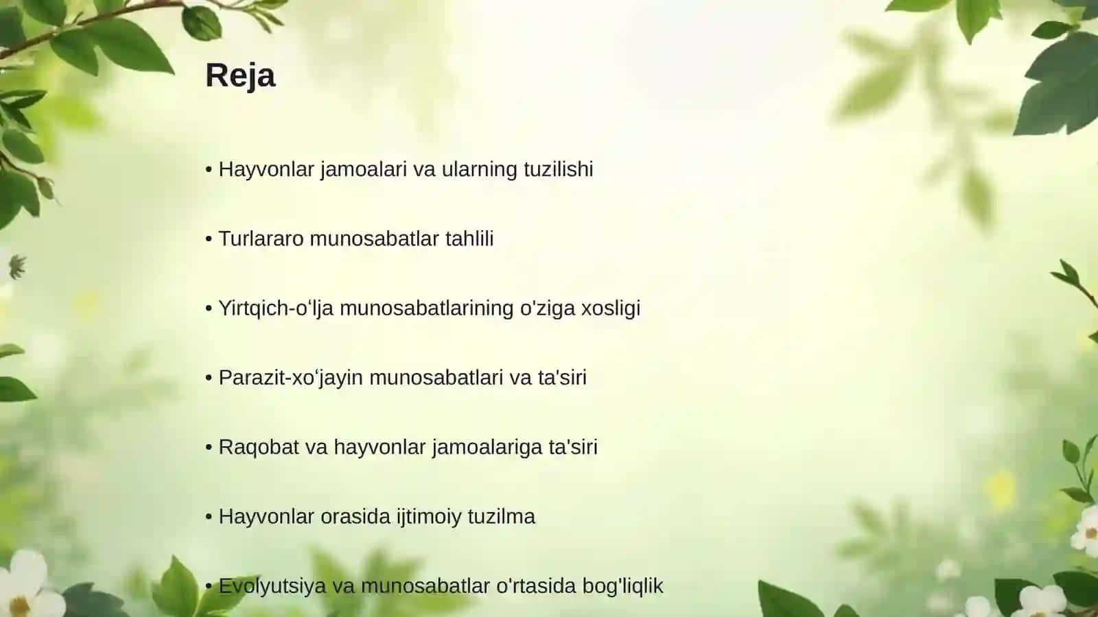 Hayvonlar jamoalarining oʻzaro munosabati. Turlararo munosabatlar va ularning etologiyasi 2