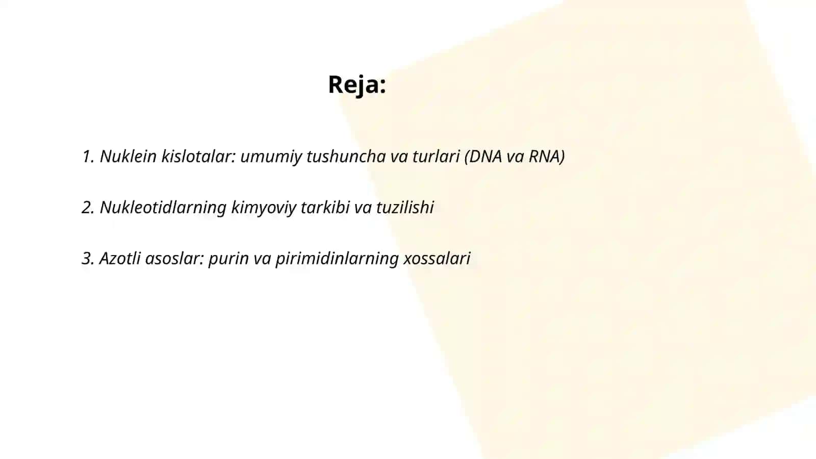 Nuklein kislotalar ularning tuzilishi xossalari biologik ahamiyati 2