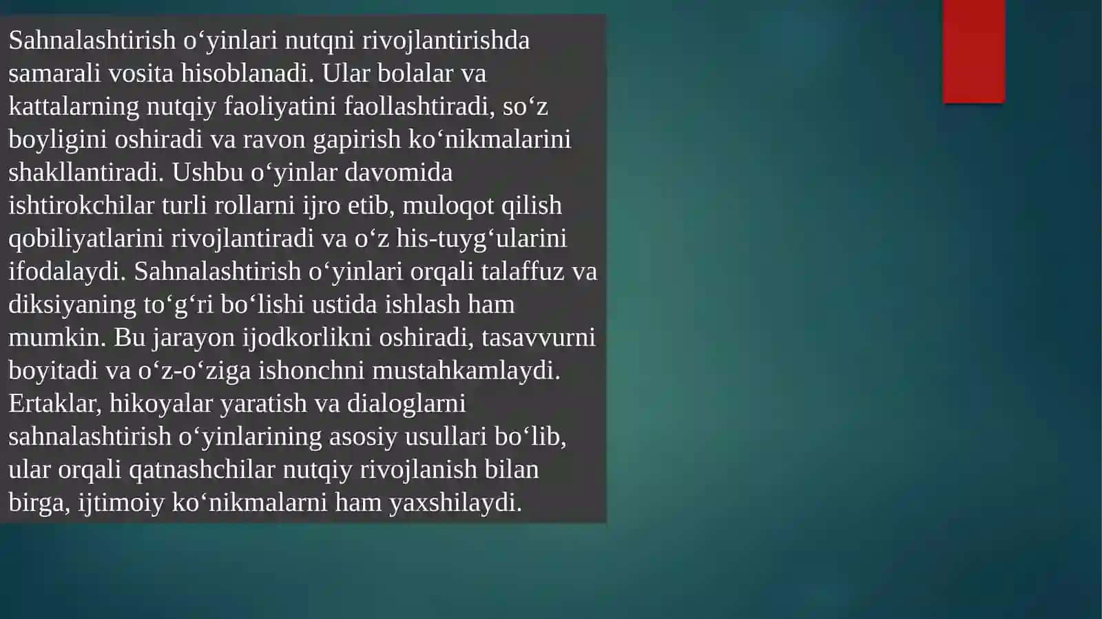 Sahnalashtirish o‘yinlari 2