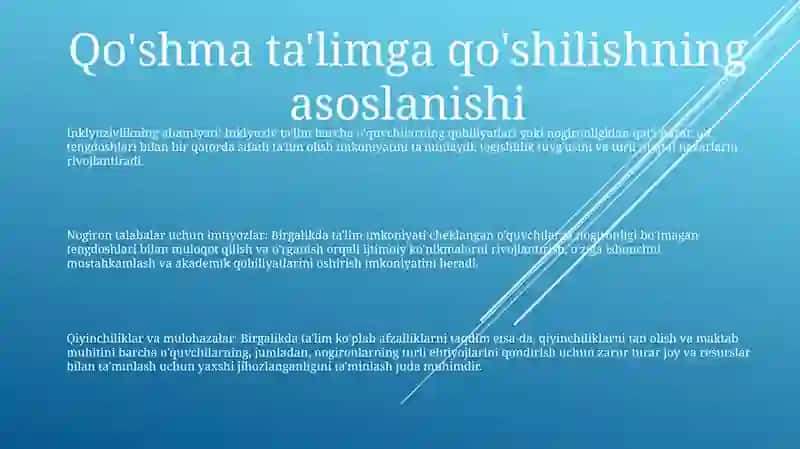 Inklyuziv Birgalikda OʻQitish:Ularning Asosiy Farqlarini Asoslash 2
